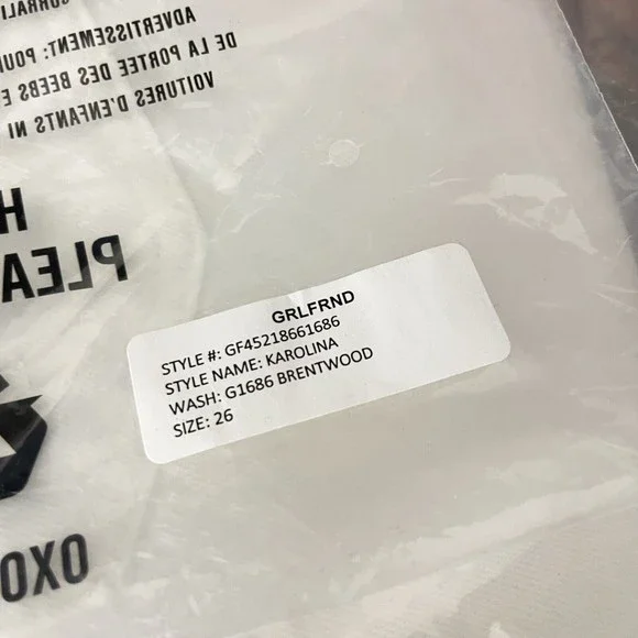 GRLFRND Karolina High Rise Straight Crop Jeans‎ White Frayed Hem Denim Sz 26 NEW - Picture 11 of 12